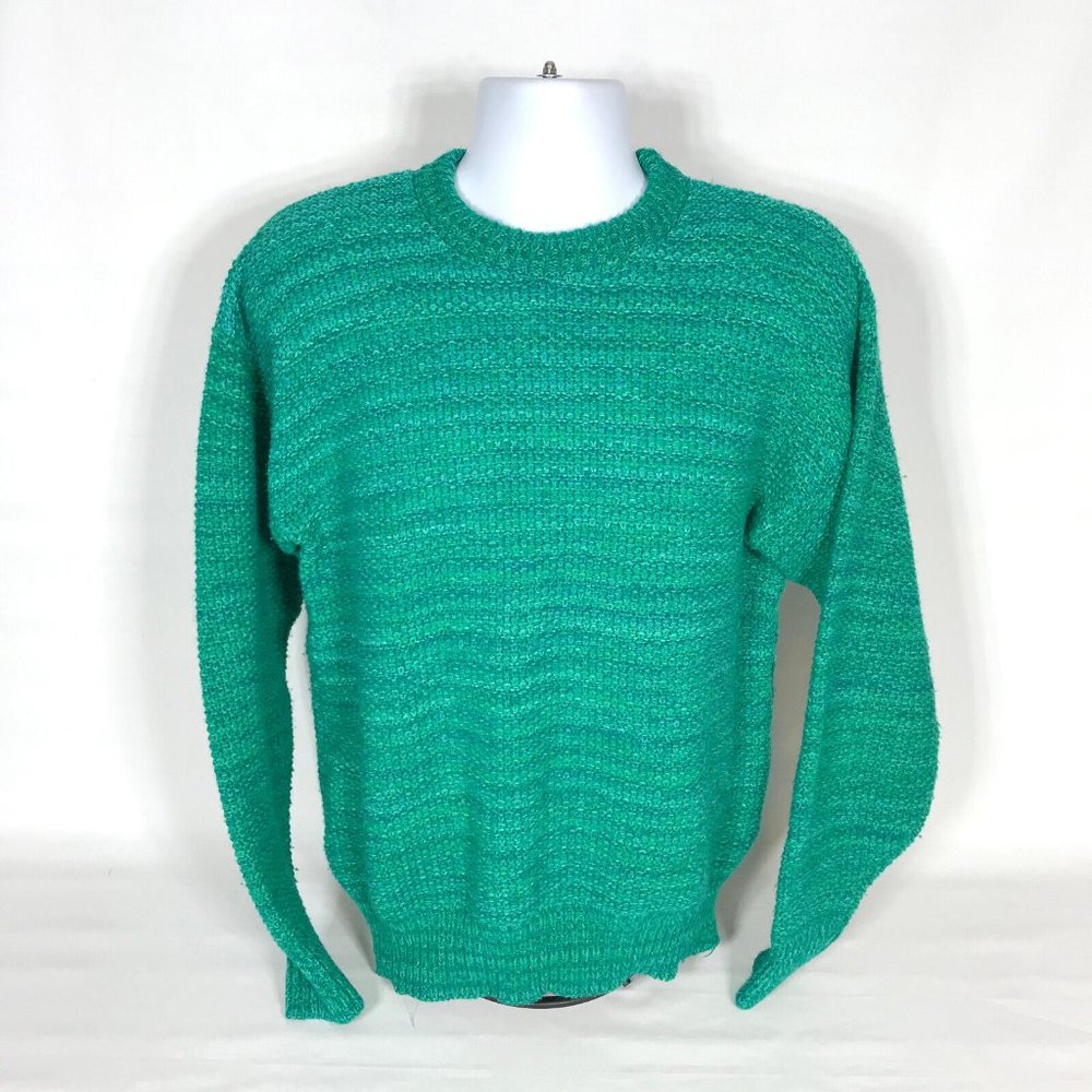 VTG Cedar Bend Made in USA Green Wool Blend Knit Pullover Sweater Mens Medium
